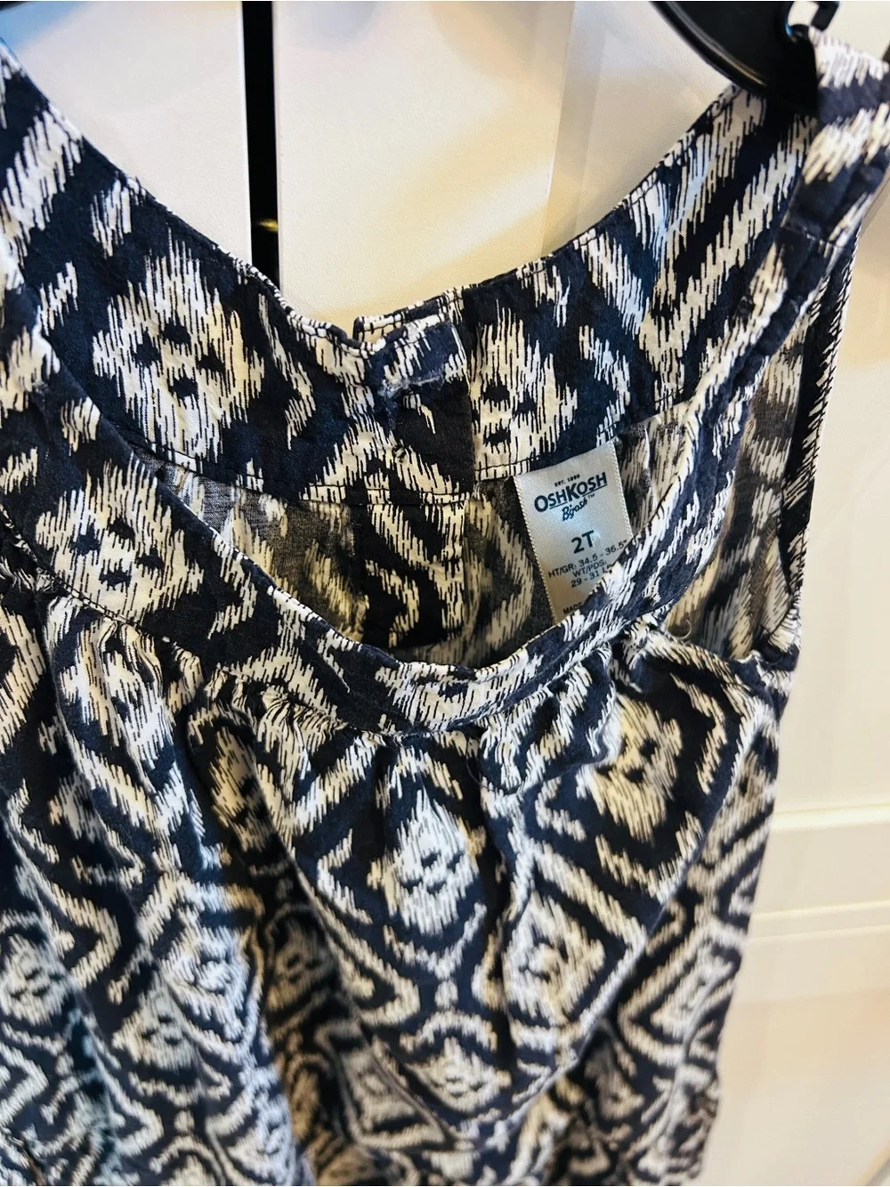 OshKosh B'gosh Navy & White Ikat Ruffle Hem Dress